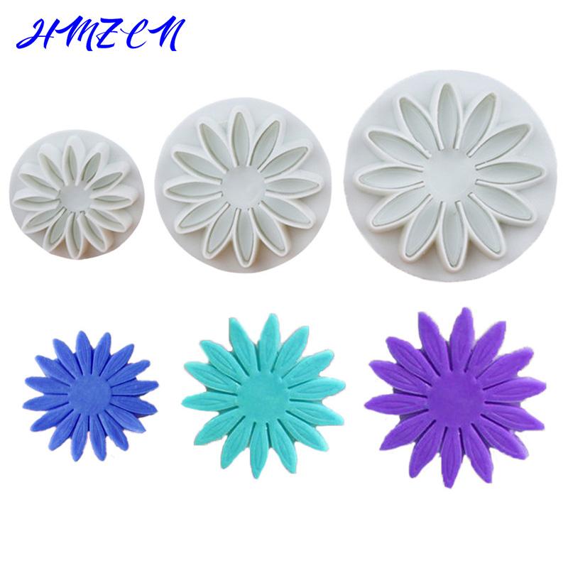 3pcs Plum Flower Plunger Cookie Cutter Custom Made 3d Printed Fondant Cookie Cutter Biscuit Mold For Cake Decorating Tools 3PCS