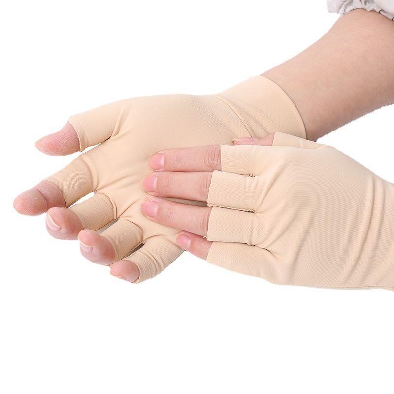 

Sports Fitness Cycling Joint Protection Pressure Gloves Half Finger Non Slip Skin Color Elasticity Cotton Gloves with Rubber Dimples Inflammation Skin color without point One size