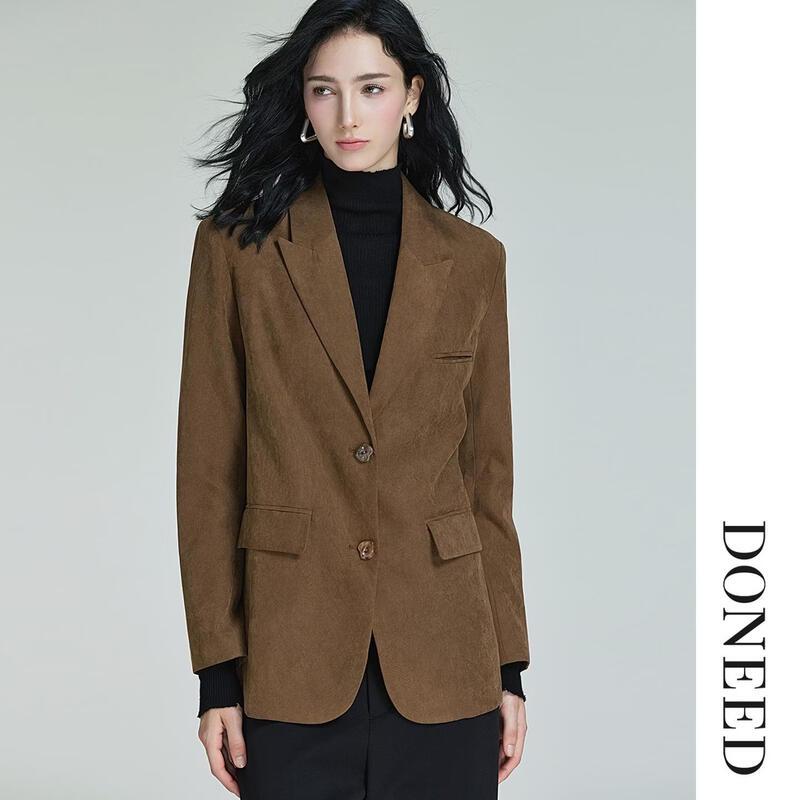 DONEED Women's Faux Suede Commuter Blazer