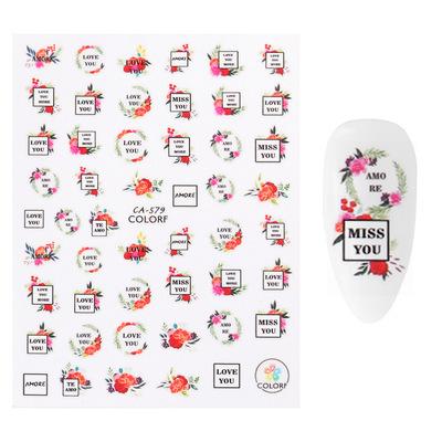 1Pc Nail Stickers Spring Summer Flowers Green Leaves Simulation Dragonfly Nail Art Decoration Water Slides Decals Transfer Foils