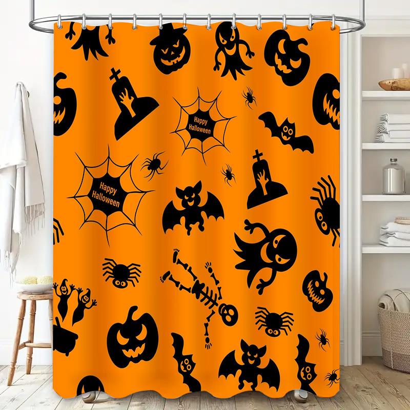 Halloween-Duschvorhang mit gruseligen Motiven für die Badezimmerdekoration während der Oktoberfeiern