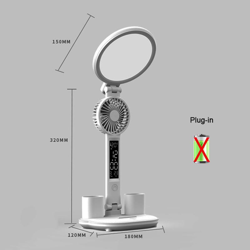 Night Light LED Clock Table Lamp USB Chargeable Dimmable Desk Lamp Plug In LED Fan Light Foldable Eye Protection  Clearance