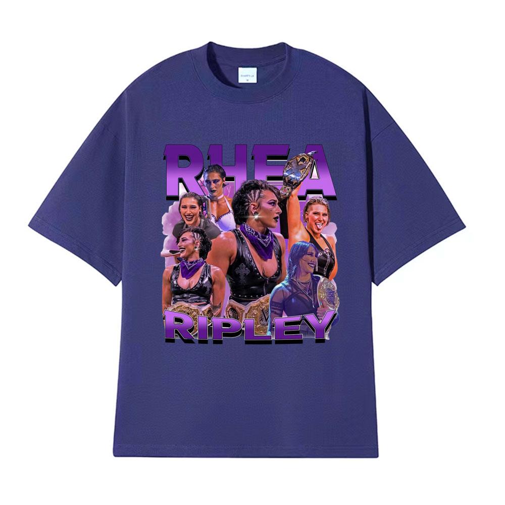 Rhea Ripley Action Figure 90s Vintage Graphic T Shirt Men Womens Oversized Hip Hop High Street Hot Sale Casual  Cotton Tshirts