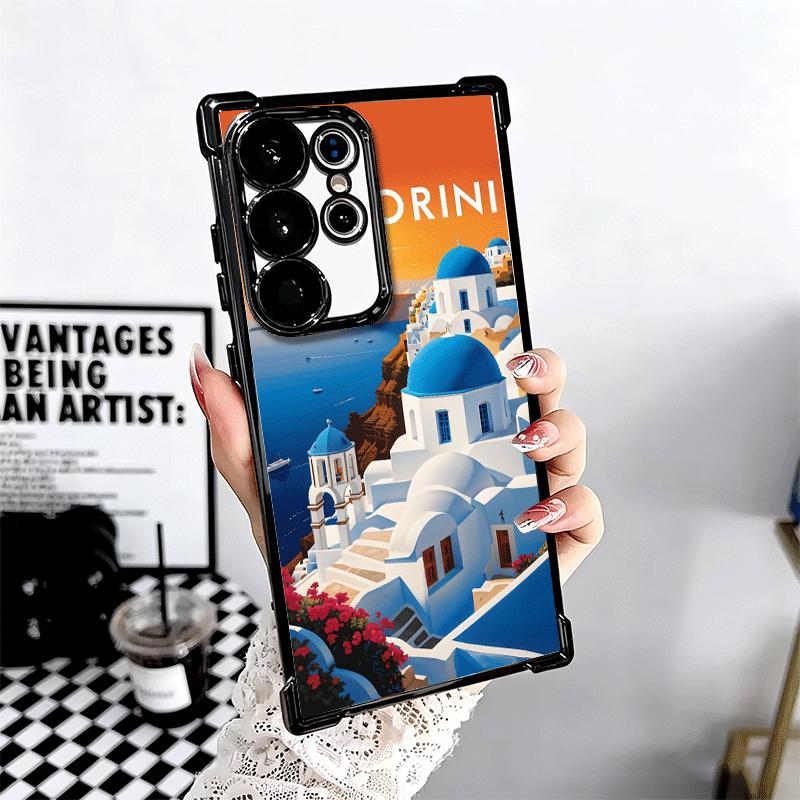 Santorini Greece Summer Soft Phone Case For Samsung Galaxy S26 Ultra S25 Edge S24 FE S23 Plus S22 S21 + S20 Plating Anti-Fall Fu