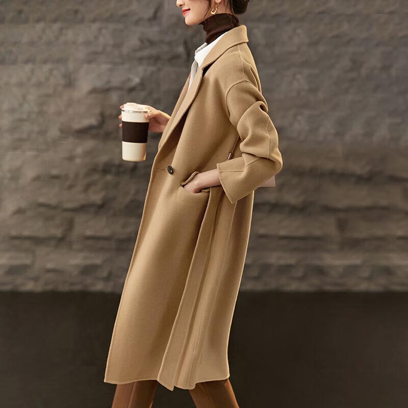 Women's Elegant Double-faced 100% Wool Mid-Length Coat