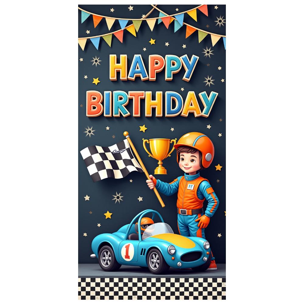 Cute Cartoon   Banner Racing Car Theme Celebration Banner for Play Area Decoration Outdoor Event Indoor