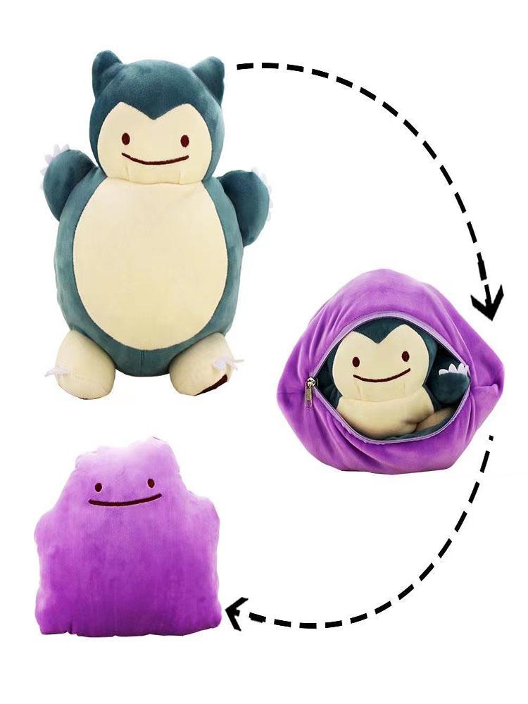 20cm Anime Pokemon Ditto Verwandlung Niedlicher Snorlax Auf Links Gedrehter Kissen Sammlerstück Cartoon Geschenk Spielzeug Kissen Puppe Schlafzimmer Dekoration