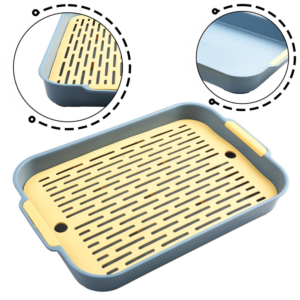 Tray Rabbit Litter Tray Large Space Detachable Design Heightened Grid Design White Blue For Pet’s Training For Pet’s Training