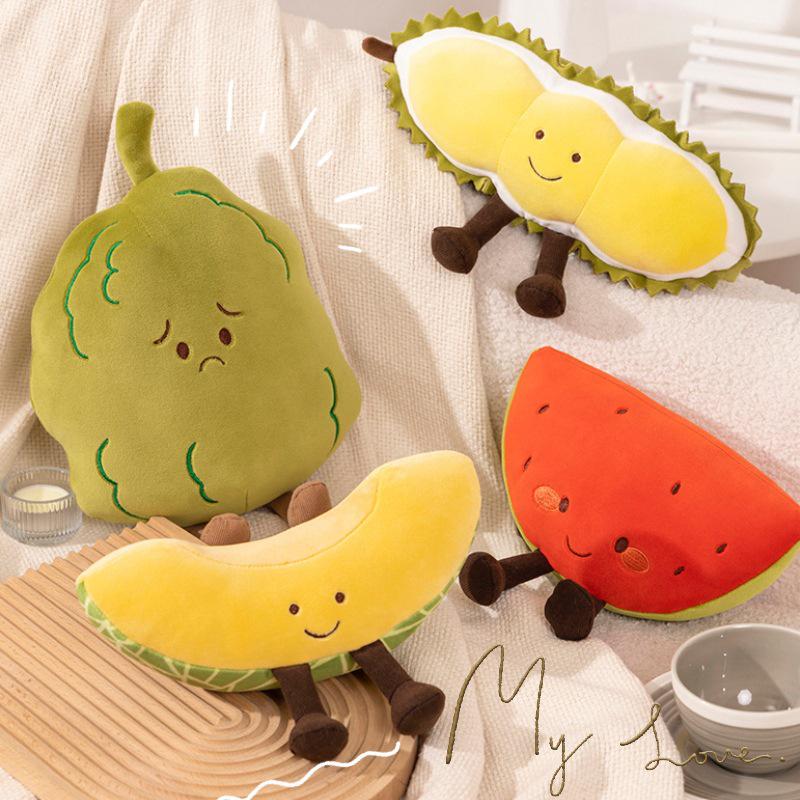 

Cartoon Fruit Plush Dolls: Cute Watermelon & Durian Toys for Girls 25cm (0.075 kg)