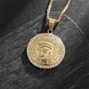 Ancient Egypt The Eye of Horus Pendant Gold Male Color Stainless Steel Zircon Round Necklace for Men Egyptian Jewelry Gift