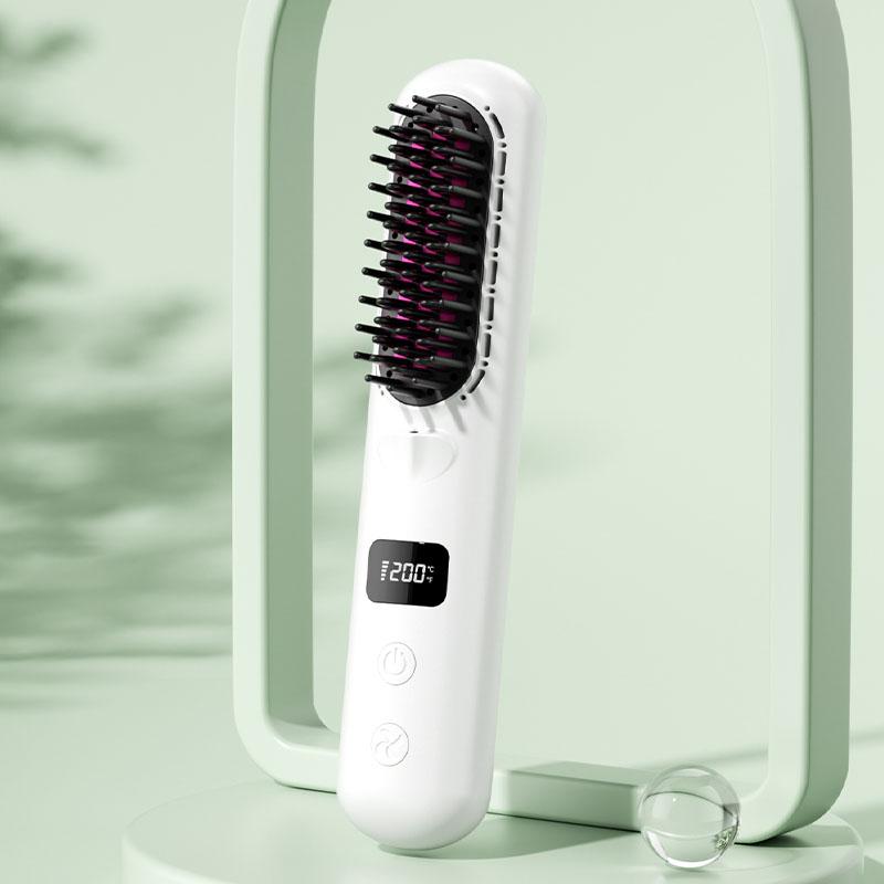 USB Rechargeable Mini Electric Hair Straightening Comb Portable Cordless Hair Straightener Brush USB&7.4V