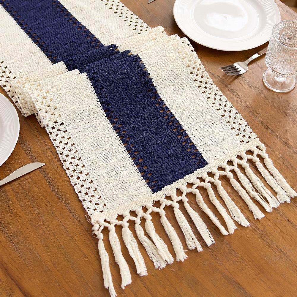 30cm W Boho Farmhouse Woven Table Runner Rustic Washable Table Runner with Tassels Elegant Table Decor for Fall Home Dining Room Wedding Holiday Party