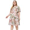Plus Size Women's Dress Summer Round Neck Short Sleeve Printed Chiffon Dresses