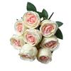 9 Heads Rose Artificial Flowers Multicolor Green Leaves Simulation Flower Rose Silk Petals Scene Landscaping Faux Rose Flower
