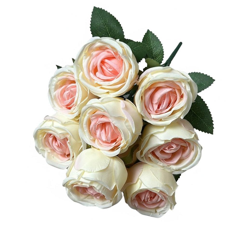

9 Heads Rose Artificial Flowers Multicolor Silk Petals Simulation Flower Rose Green Leaves Scene Landscaping светло-розовый