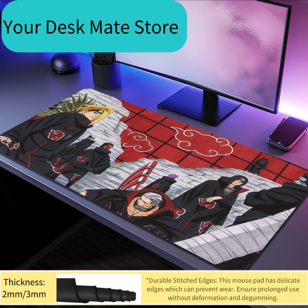 Anime NARUTO Akatsuki Mousepad Large Desk Mat Keyboard Ergonomic Office Rubber PC Non-slip Anti-fray Home Custom Game