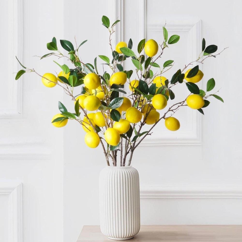Green Leaves Artificial Lemon Branch Faux Lemon Fake Plants Simulation Fruit Tree  Home Garden