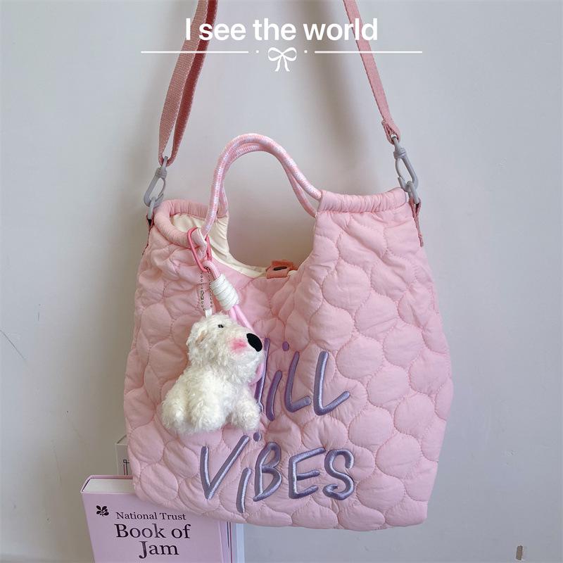 Korean Style Cute Women's Versatile Down Jacket Shoulder Bag - Large Capacity Handbag for Autumn/Winter