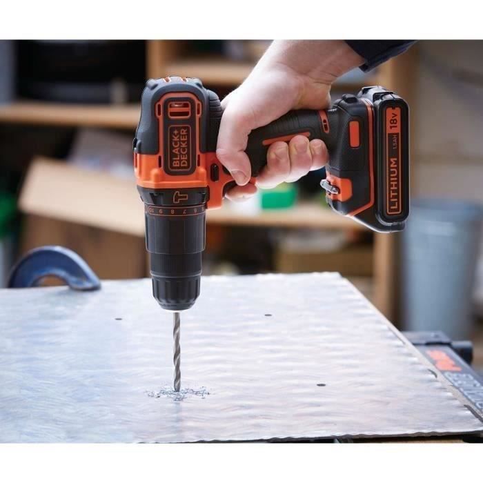Cordless Hammer Drill - 18V - BLACK+DECKER - BDCHD18C2TA-QW – with 2 18V Batteries – 30 Accessories
