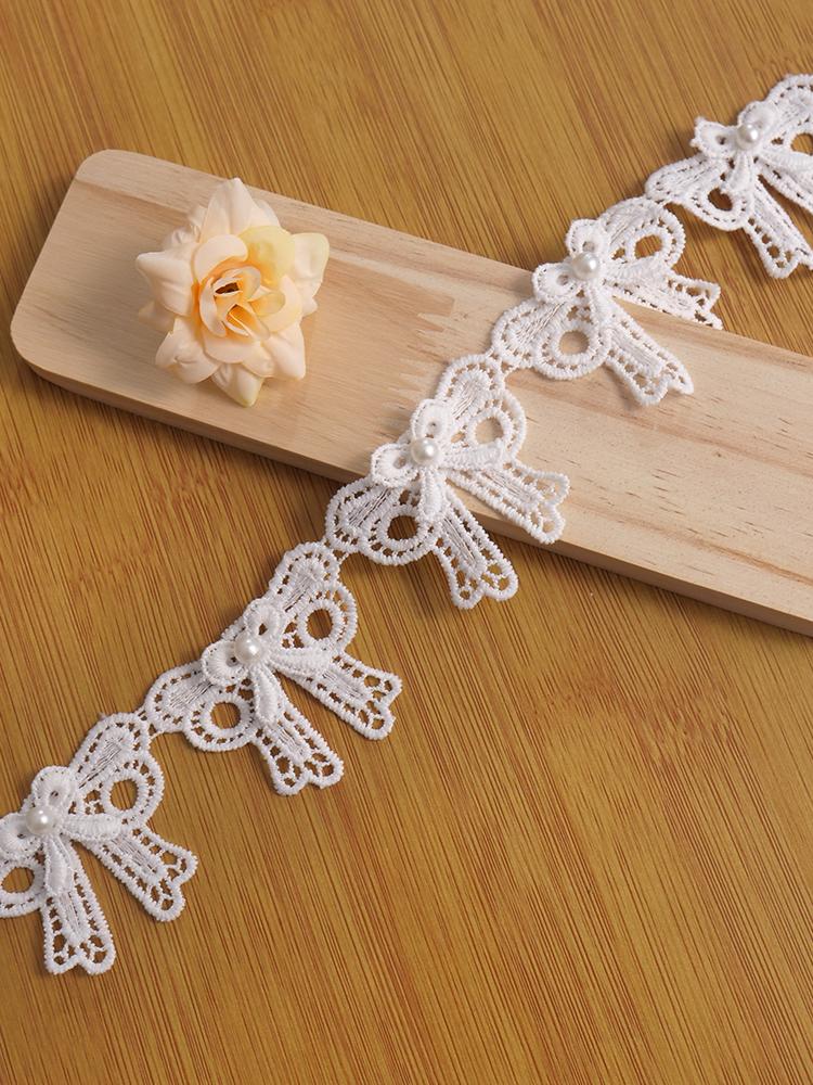 

2M Высококачественное кружевное полотно Цветочное гипюровое 4см Вышивка Бант Лента Швейное кружево Для свадебной одежды Воротник DIY Поделки 38шт 2Meters