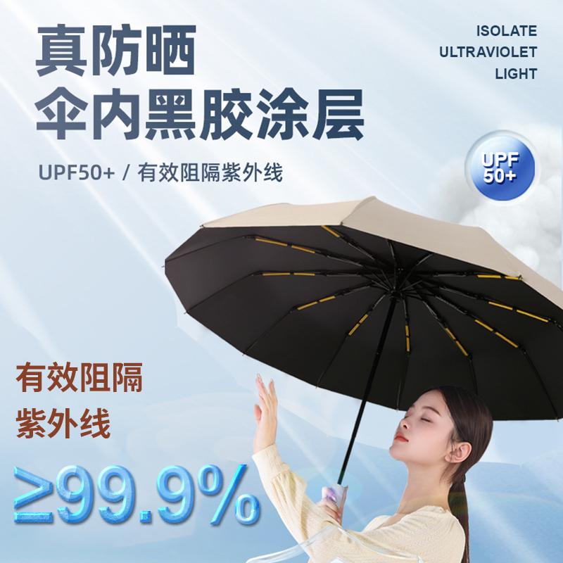 Automatic folding umbrella Women's weather and rain sunscreen parasol Men's reinforced thickened folding UV protection sun umbrella
