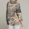 Women's Fashion Long Sleeve Christmas Print V-Neck Button Loose Cardigan Top