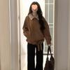 Women's Retro Maillard Brown Jacket - Autumn/Winter 2025, Korean Style Top