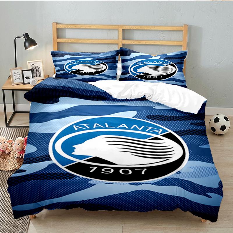 3PCS Football Atalanta Bedding set,Ideal For1pc Duvet Cover And 2pcs Pillowcases Perfect for Christmas gift,Ideal for Bedroom, Dormitory