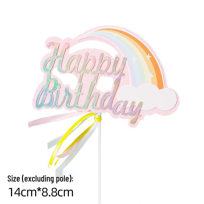 Seven-Color Rainbow Tassel Cake Topper - Party Supplies & Dessert Table Decoration