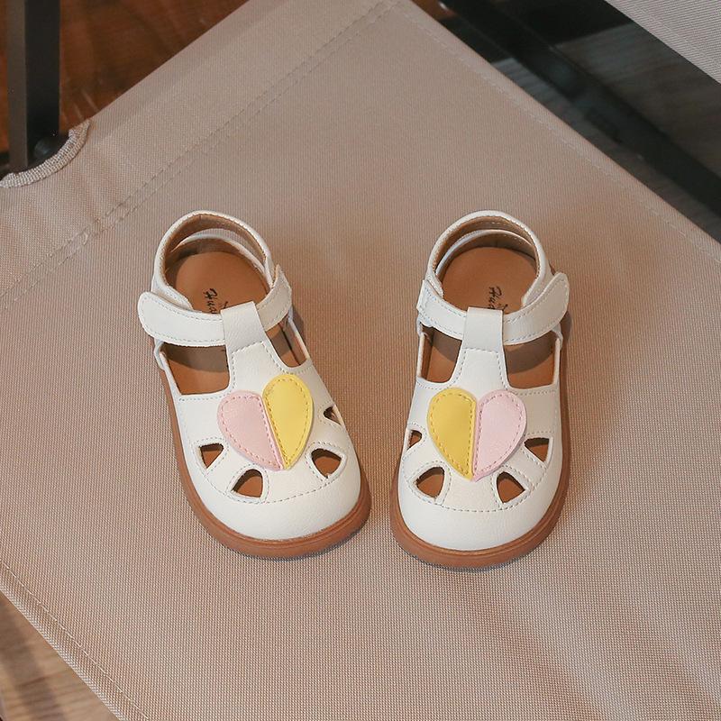New Summer Kids Sandals For Girls Leather Cuts-out Children Sandals Cute Love Soft Sole Fashion Toddler Baby Shoes EU21-30 23
