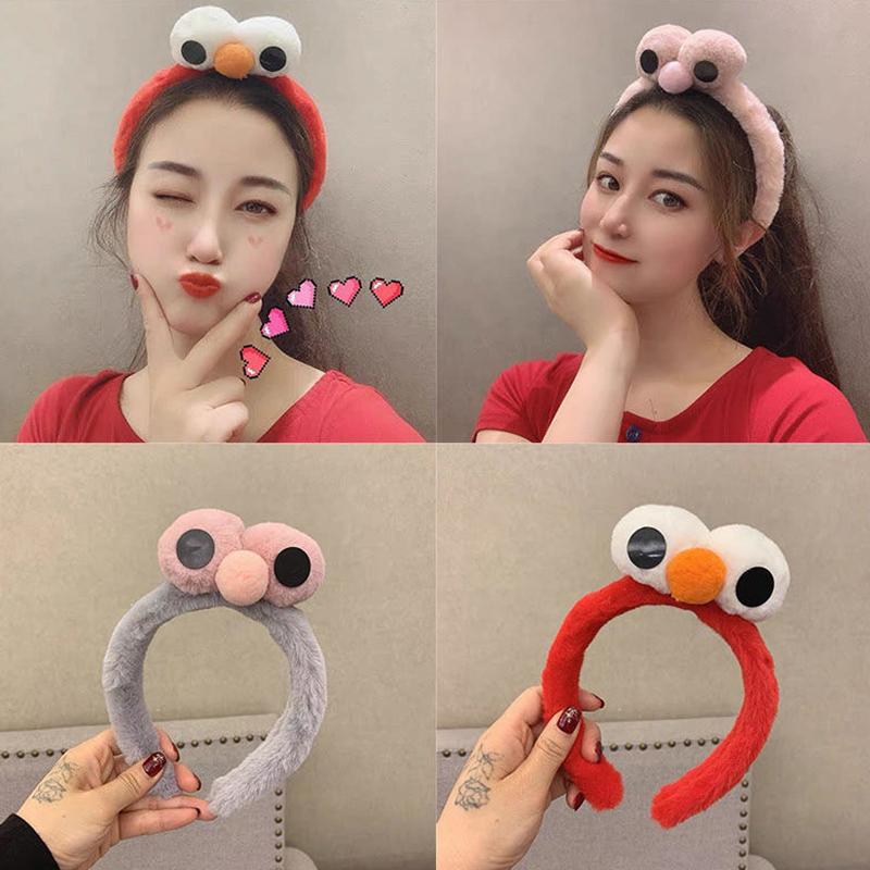 Cartone Animato Sesame Street Carino Fascia Peluche Grandi Occhi Fascia da Donna per Lavare il Viso Copricapo per Bambini