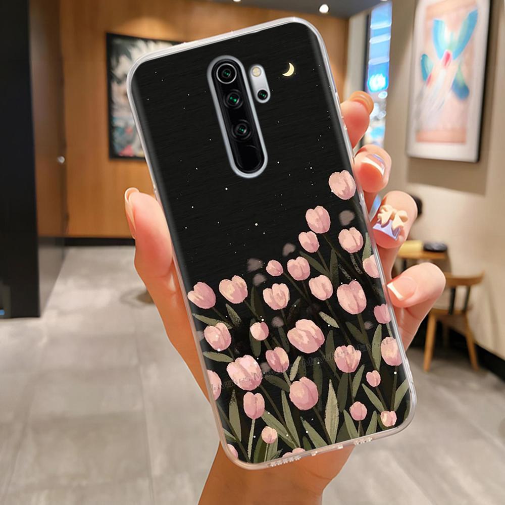 TPU Phone Cases For Redmi Note 8 Pro Case Clear Lovely Flowers Lightweight Cover For Xiaomi Redmi Note8 Pro Phone Housing Fundas