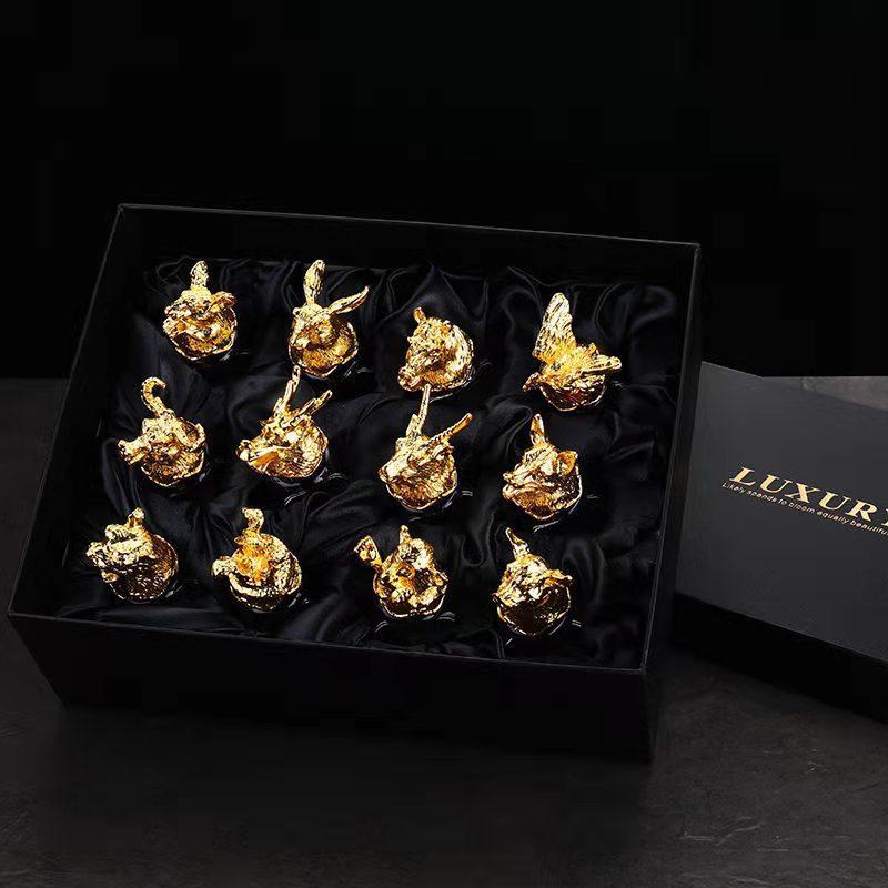 Creative Gold-plated Animal Head Glass Spirit Glass Zodiac Wine Glass Wine Dispenser Brandy Steins Gift for Friends Home Decor