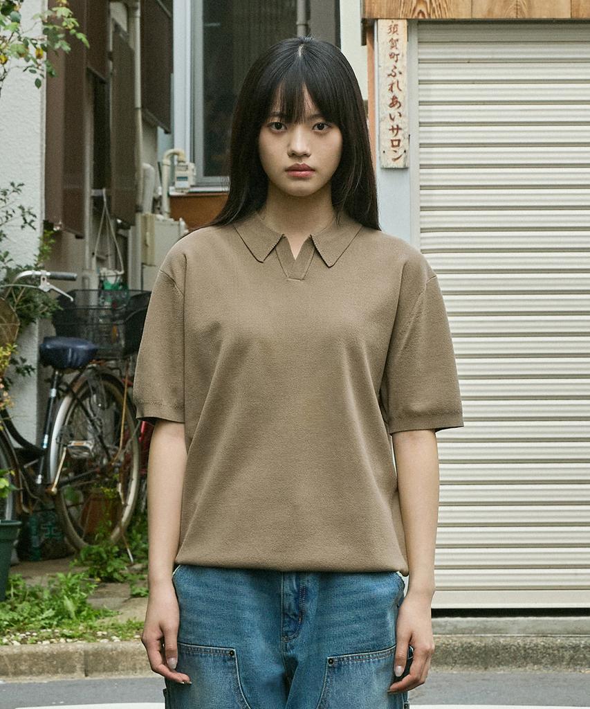 MINIMALPROJECT Linen-Like Cool Dry Open Collar Knit Mnt108 / 6 Colors