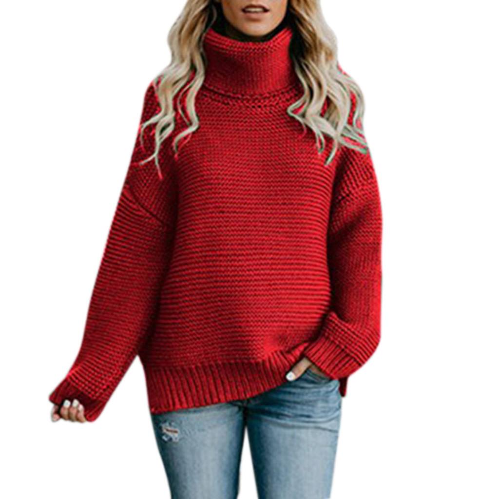 Women's Casualsolid Color Casual Thick Line Long Sleeve Turtleneck Sweater