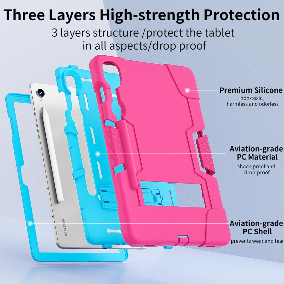 For Samsung Tab Case S10 Lite S9 FE A11 A9 8.7inch Plus A7 Lite A9+ A11+ 11 Inch Stand Tablet Case Thick Shockproof Hard Cover