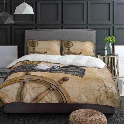Bussola Volante Set Biancheria da Letto Vintage 3pz Copripiumino Federa Copripiumino per Bambini Adulti Set Matrimoniale Tessile per la Casa
