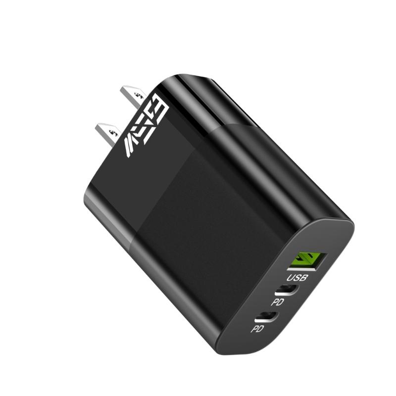 Fast Speed 65W Power Delivery Charger Head With Double Type C+USB A Port Lightweight Travel Friendly Adapter