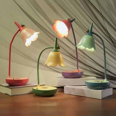 Flower Shape Lampshade Desk Lamp with 3-Level Color Temperature Touch Switch LED Soft Light Eye Protection 360 Degree Adjustable USB Powered Reading