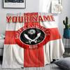 1PC Custom Name Sheffield United FC Patterned Flannel Blanket Suitable For All Seasons for Home Decor Warmth and Comfort Gifts Holiday Present