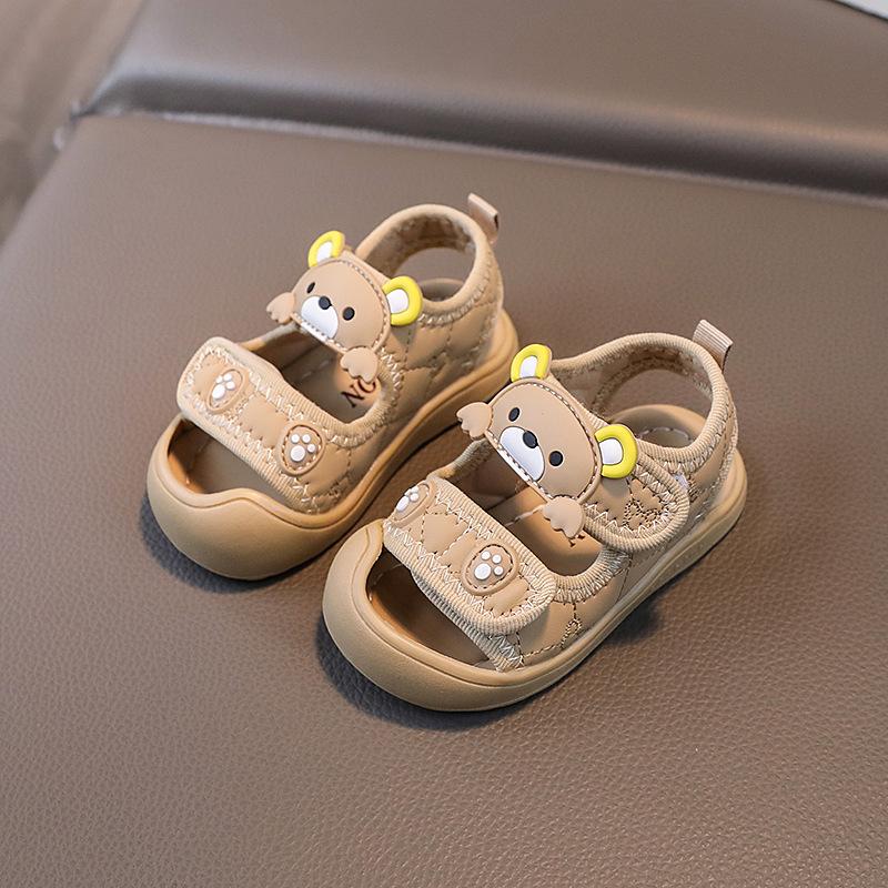 Korean Version Men's Soft Soled Summer Anti Slip Girls' Teddy Bear Beach Shoes 0-2 Years Old Baby Girls' Walking Sandals
