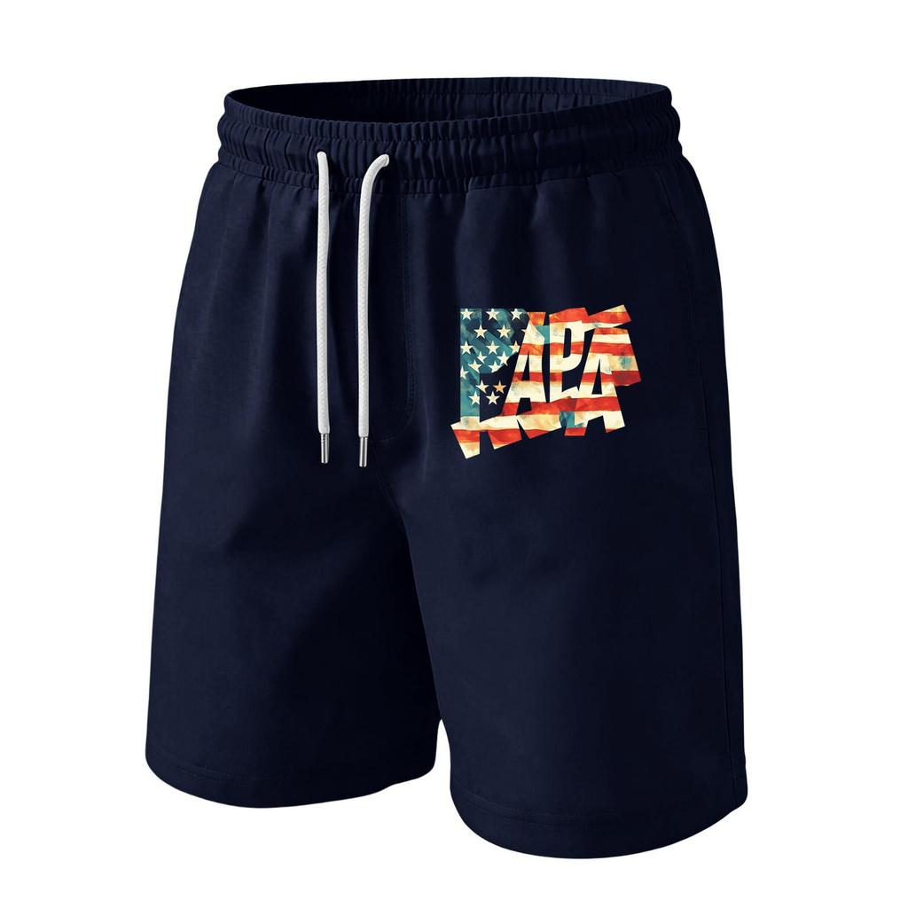 Men's Casual Drawstring Waist Shorts with Flag Print Lightweight Comfortable Fit Suitable for Daily Wear and Outdoor Activities