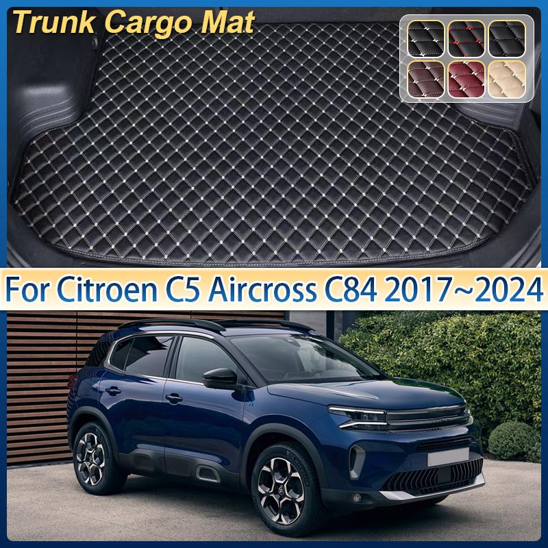 For Citroen C5 Aircross C84 2017~2024 Leather Car Trunk Mat Anti-dirty Cargo Storage Pad Cushion Boot Carpet Auto Accessories