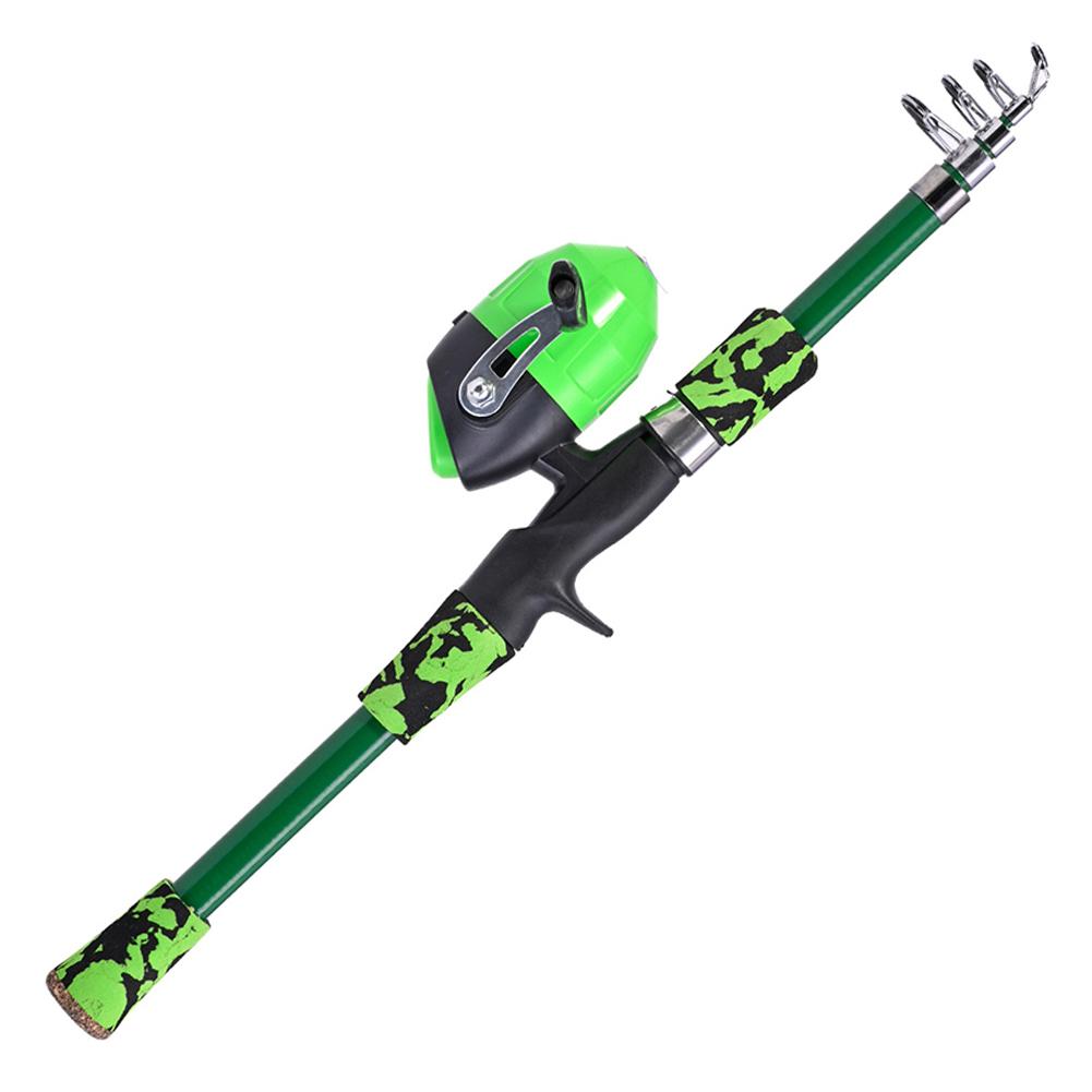 

Детское телескопическое портативное удилище для рыбалки, ультралегкое, устойчивое к поломкам, уличные аксессуары для ручья, пресной воды зелёный