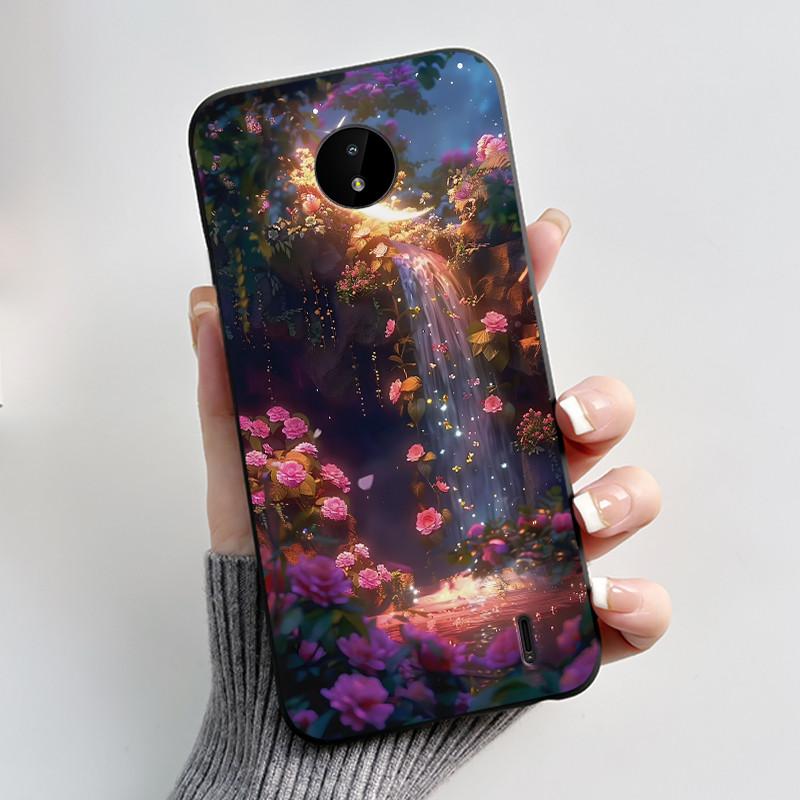 For Nokia C10/Nokia C20 Black Case For Nokia C20 Plus Shockproof Back Beautiful Dreamy Moon Sea Printed Pattern Cover