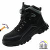 Steel Toe Sneakers Waterproof Work Shoes Man Puncture Proof Construction Site Safety Shoes Rotating Button Field Work Boots