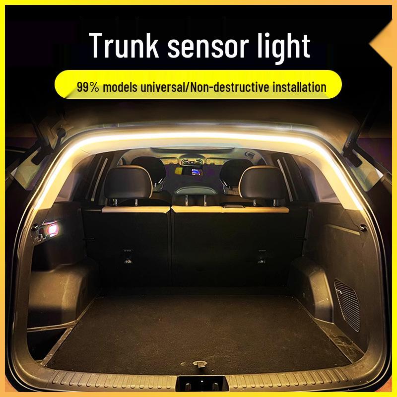 Car Trunk Ambient LED Light Strip: No Wiring, Automatic Induction Tail Box Decoration.
