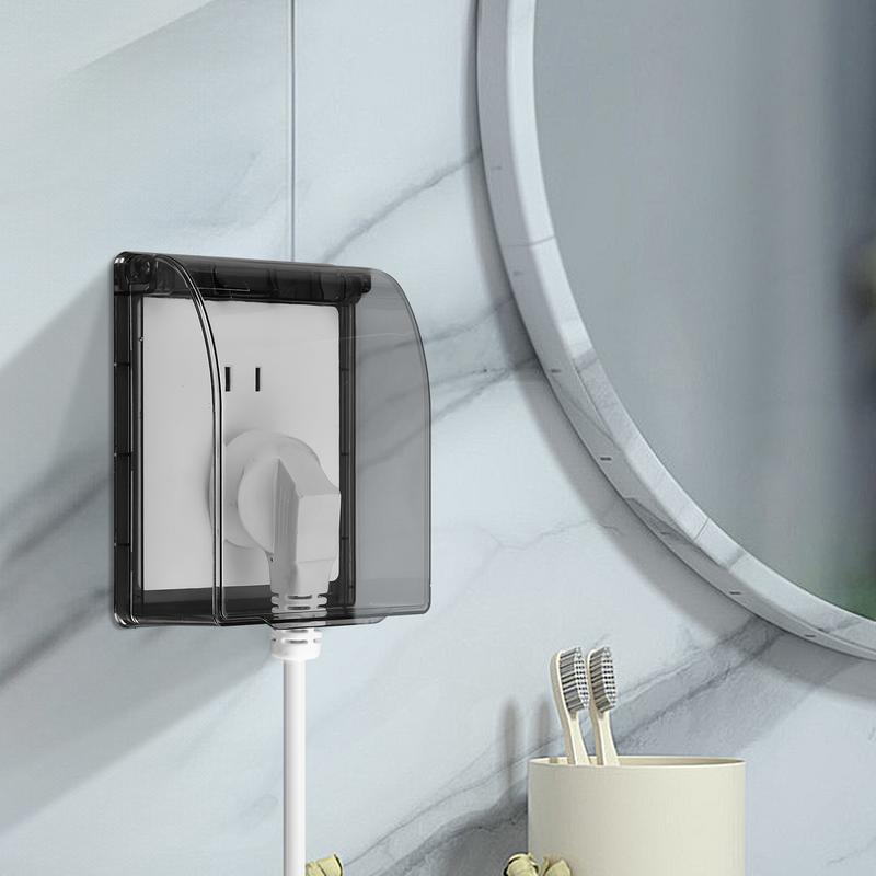 1pc 86 Type Self Adhesive Waterproof Electric Plug Cover Splash Box Sockets Switchs Protection Box Protector Bathroom Supplies