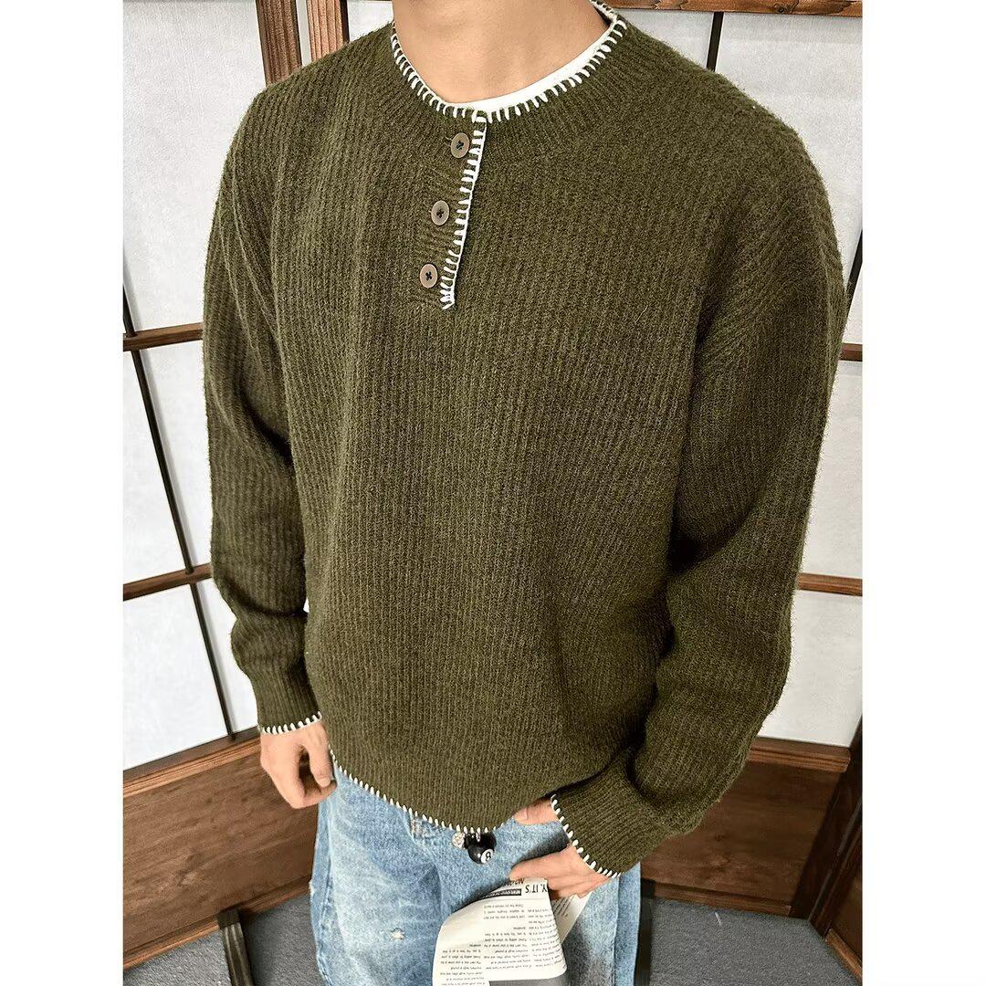 

Men s Autumn & Winter American Henley Knitted Sweater L