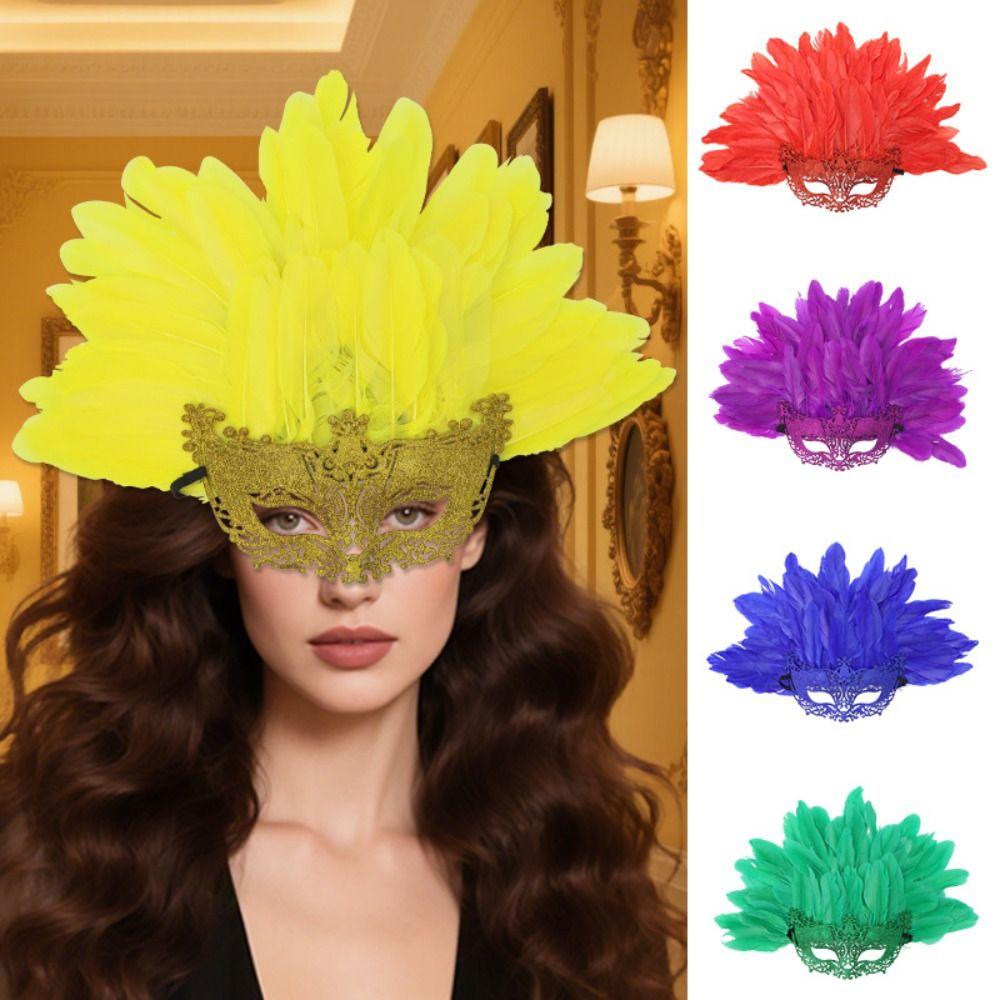 Personality Feather Masquerade Mask Novelty Cosplay Mask Carnival Headpiece  Easter Carnival Party